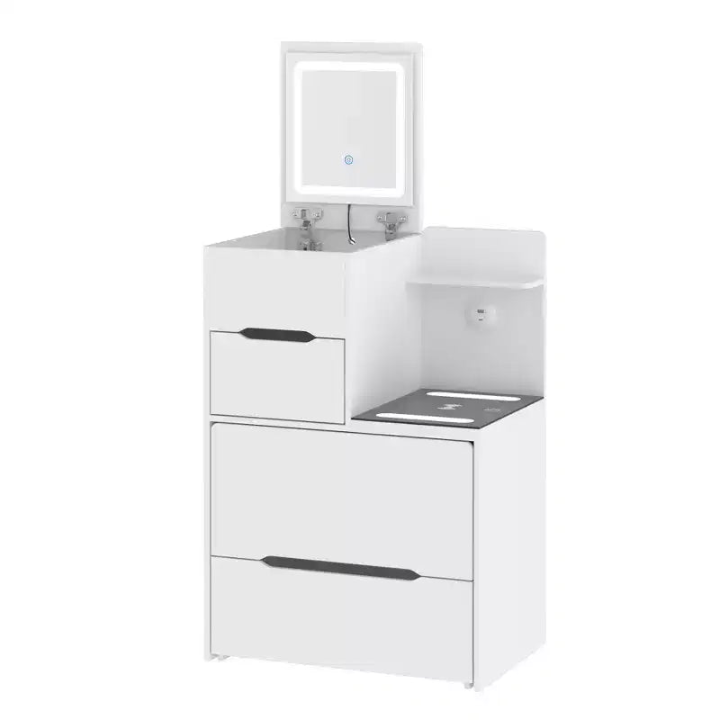 Famapy Space Saving Makeup Vanity w/Light USB Wireless Charging Dressing Vanity Table