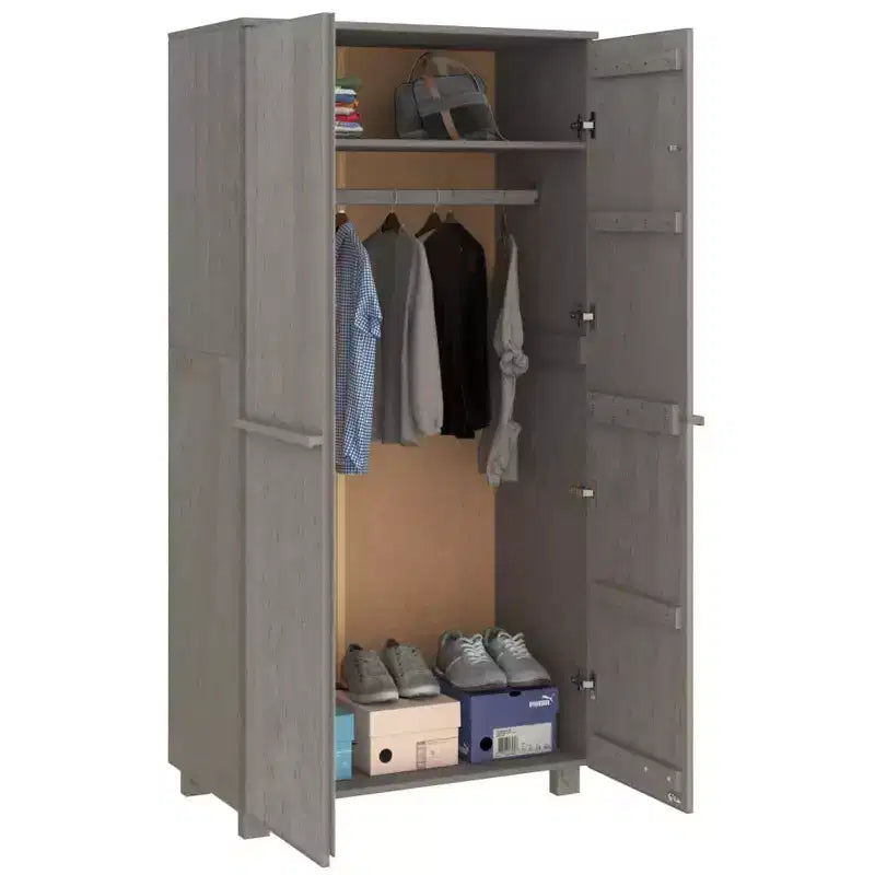vidaXL HAMAR Wardrobe Light Gray 35x19.7x70.9 Solid Wood Pine