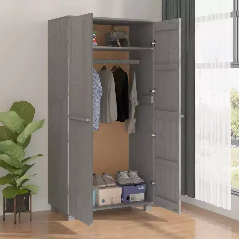 vidaXL HAMAR Wardrobe Light Gray 35x19.7x70.9 Solid Wood Pine