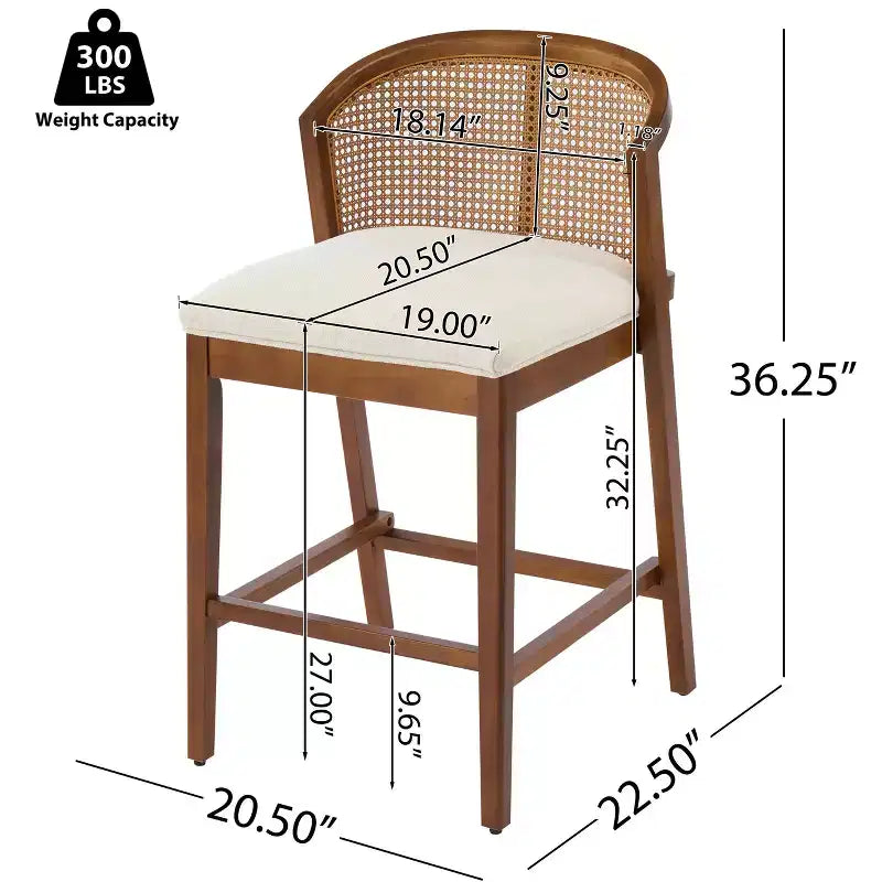 Christopher Knight Home Mansoor Rattan and Rubberwood Upholstered Counter Stools