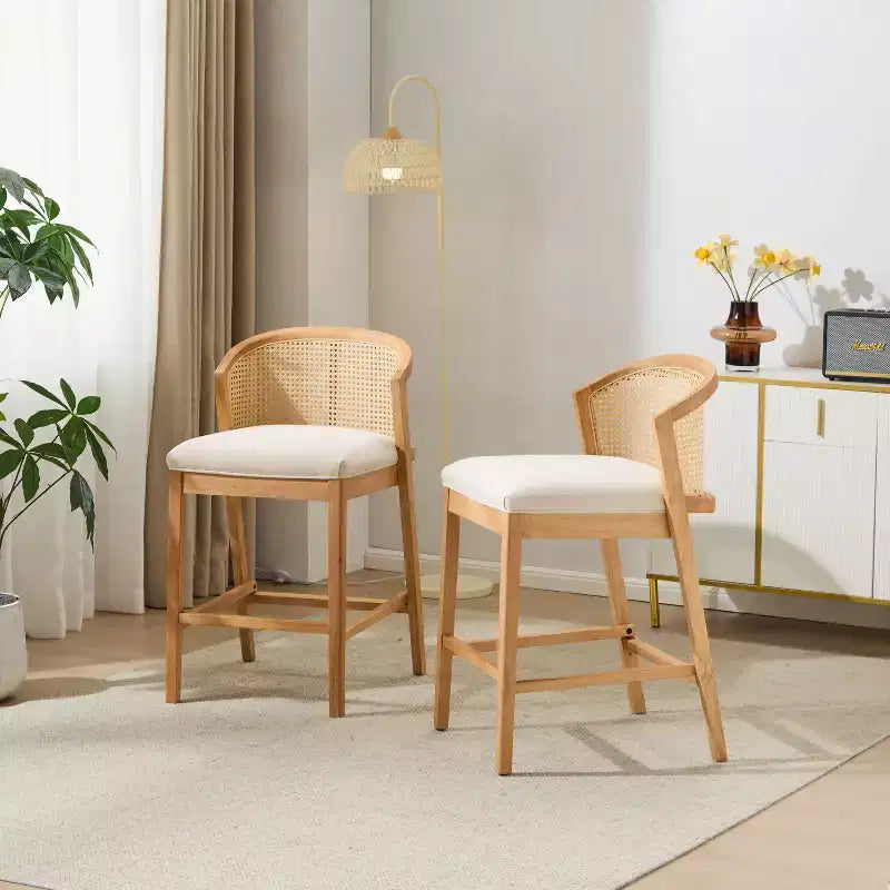 Christopher Knight Home Mansoor Rattan and Rubberwood Upholstered Counter Stools