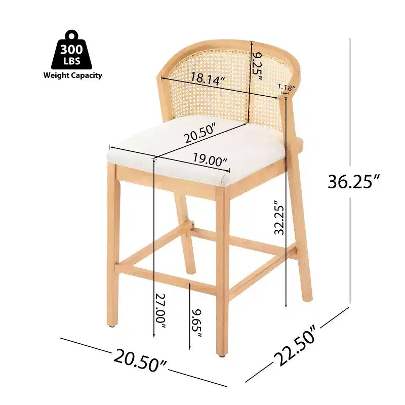 Christopher Knight Home Mansoor Rattan and Rubberwood Upholstered Counter Stools