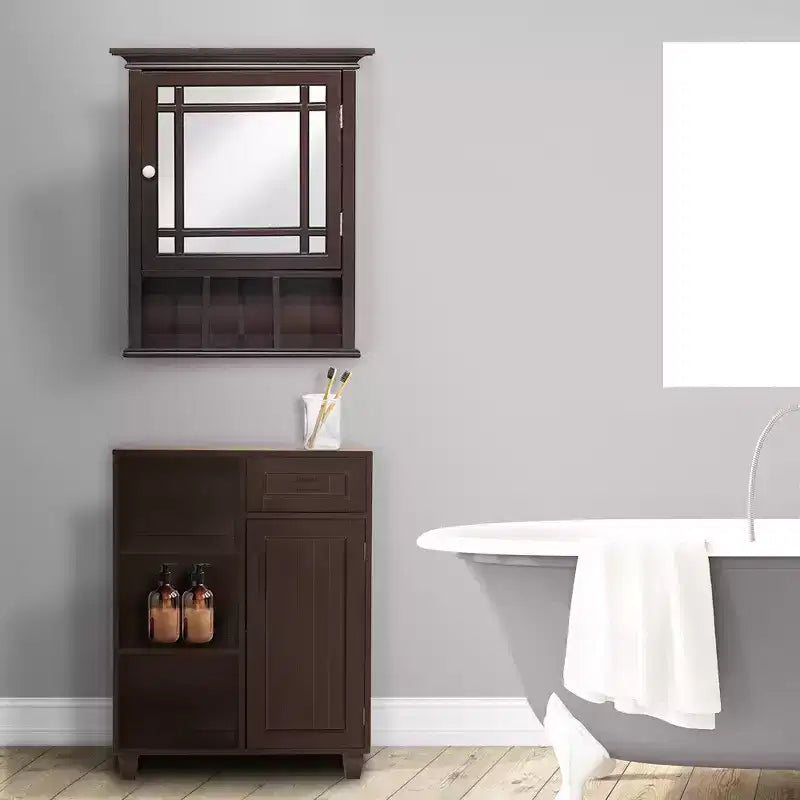Single Door Removable Wall Cabinet with Mirrored Panel and Adjustable Shelf