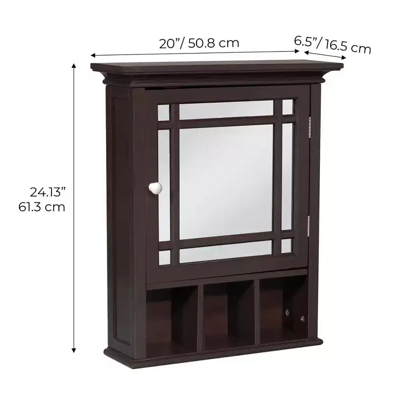 Single Door Removable Wall Cabinet with Mirrored Panel and Adjustable Shelf