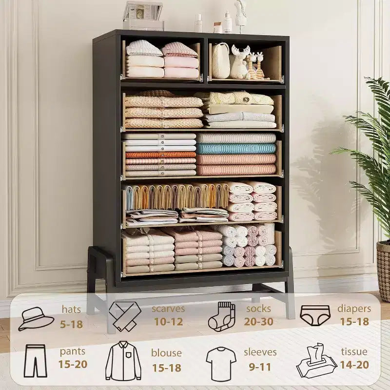 46.6 Tall Dresser, 4+2 Dresser for Bedroom, Wide Drawer with Storage Freestanding, Wooden Closet Storage