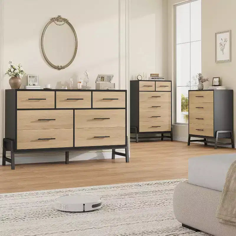 46.6 Tall Dresser, 4+2 Dresser for Bedroom, Wide Drawer with Storage Freestanding, Wooden Closet Storage