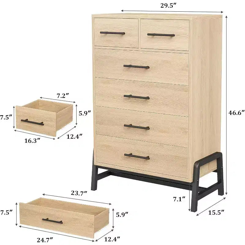 46.6 Tall Dresser, 4+2 Dresser for Bedroom, Wide Drawer with Storage Freestanding, Wooden Closet Storage