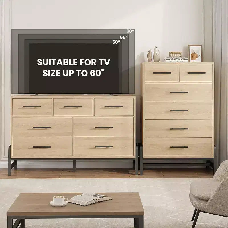 46.6 Tall Dresser, 4+2 Dresser for Bedroom, Wide Drawer with Storage Freestanding, Wooden Closet Storage