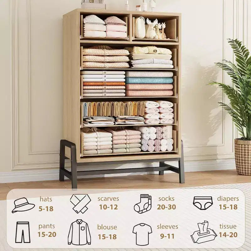 46.6 Tall Dresser, 4+2 Dresser for Bedroom, Wide Drawer with Storage Freestanding, Wooden Closet Storage