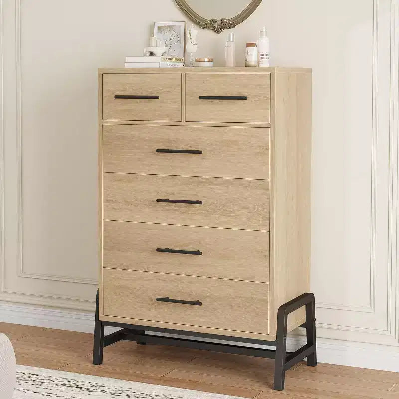 46.6 Tall Dresser, 4+2 Dresser for Bedroom, Wide Drawer with Storage Freestanding, Wooden Closet Storage