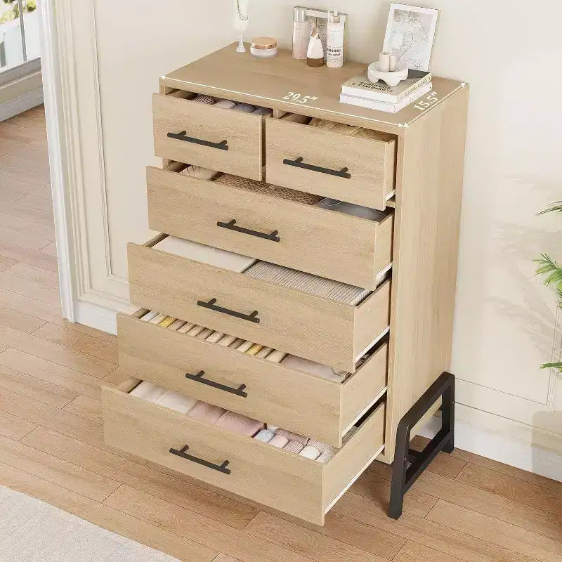 46.6 Tall Dresser, 4+2 Dresser for Bedroom, Wide Drawer with Storage Freestanding, Wooden Closet Storage