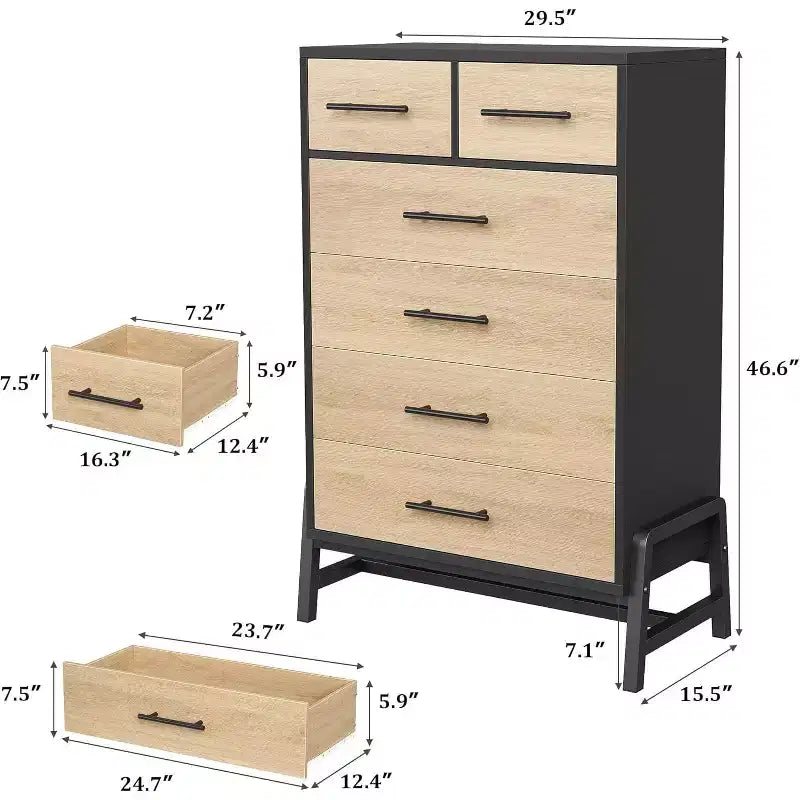 46.6 Tall Dresser, 4+2 Dresser for Bedroom, Wide Drawer with Storage Freestanding, Wooden Closet Storage