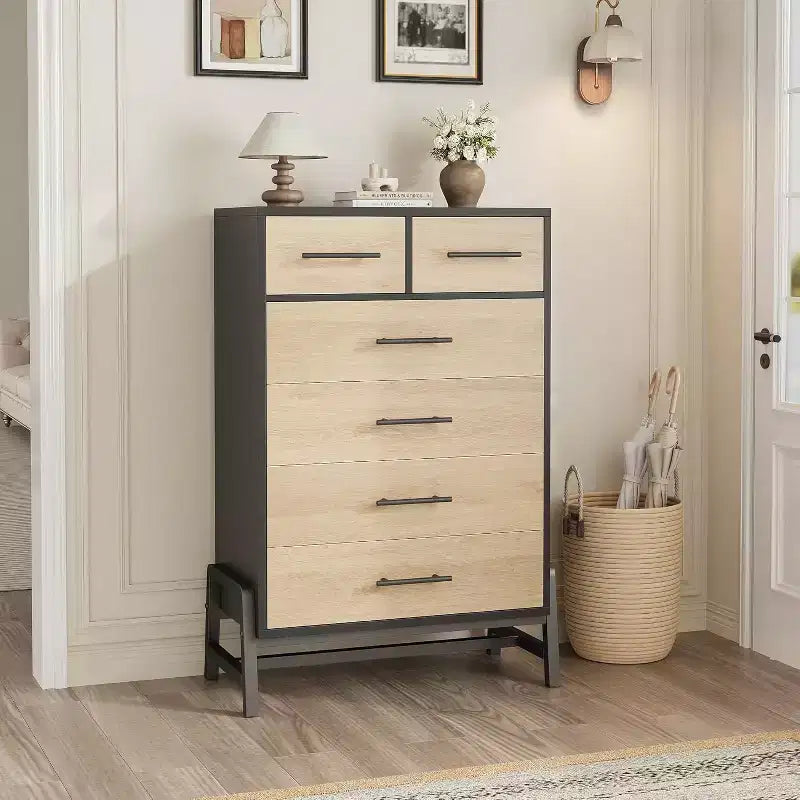46.6 Tall Dresser, 4+2 Dresser for Bedroom, Wide Drawer with Storage Freestanding, Wooden Closet Storage