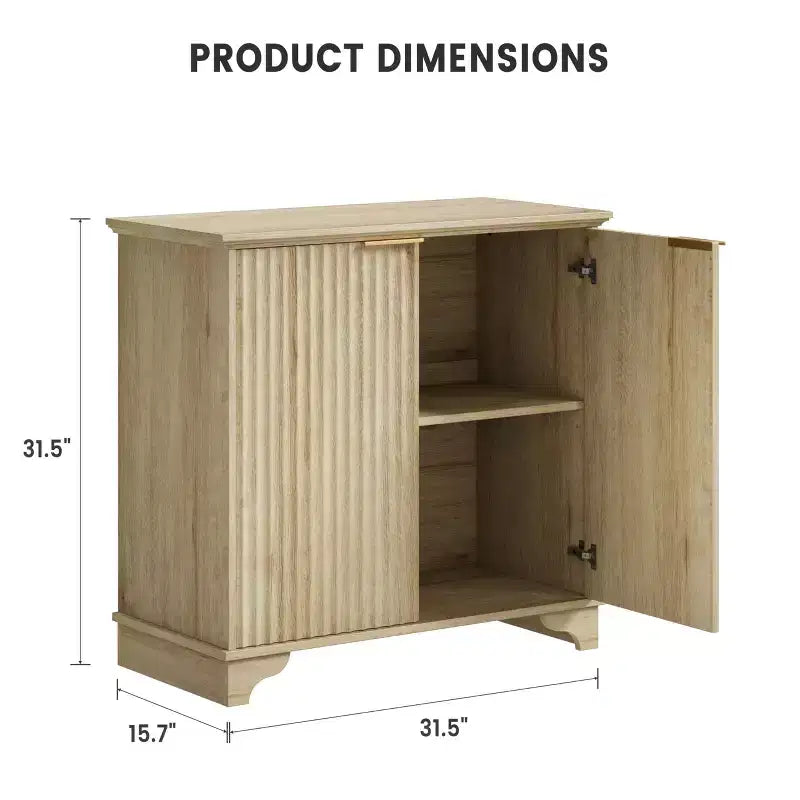 Modern Coffee Bar Cabinet Farmhouse Cabinet with Fluted Doors Sideboard Buffet Cabinet with Adjustable Shelves for Kitchen Dining Room Living Room