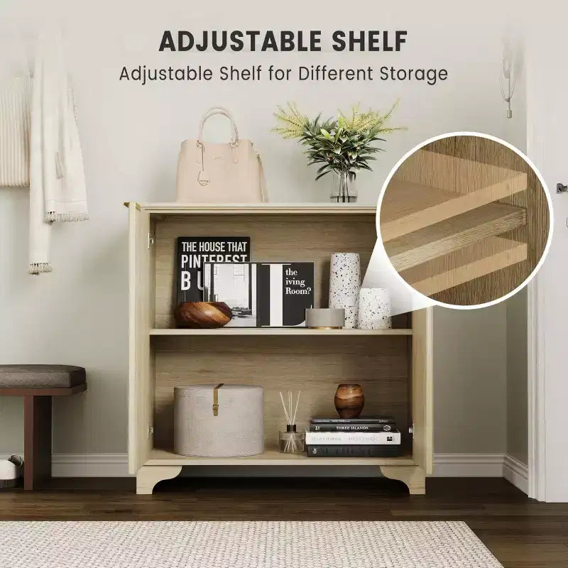 Modern Coffee Bar Cabinet Farmhouse Cabinet with Fluted Doors Sideboard Buffet Cabinet with Adjustable Shelves for Kitchen Dining Room Living Room