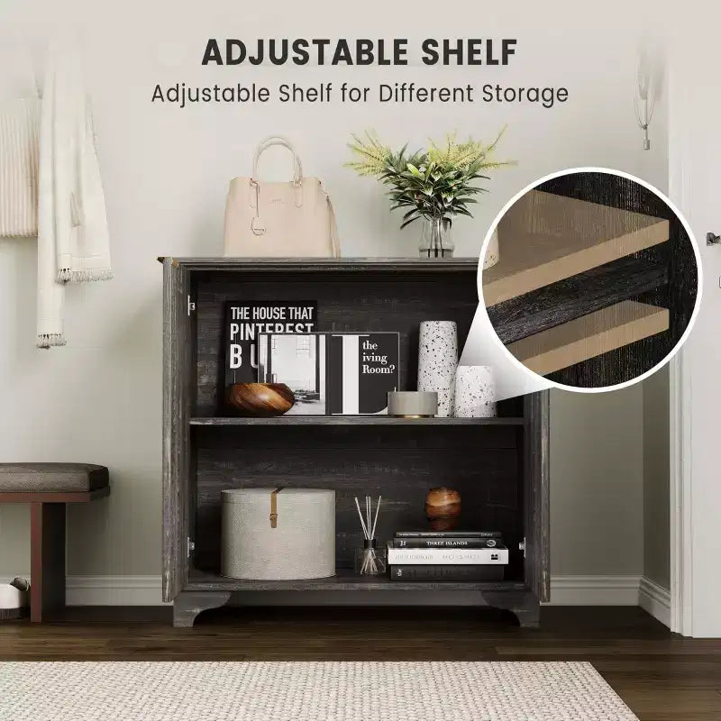 Modern Coffee Bar Cabinet Farmhouse Cabinet with Fluted Doors Sideboard Buffet Cabinet with Adjustable Shelves for Kitchen Dining Room Living Room