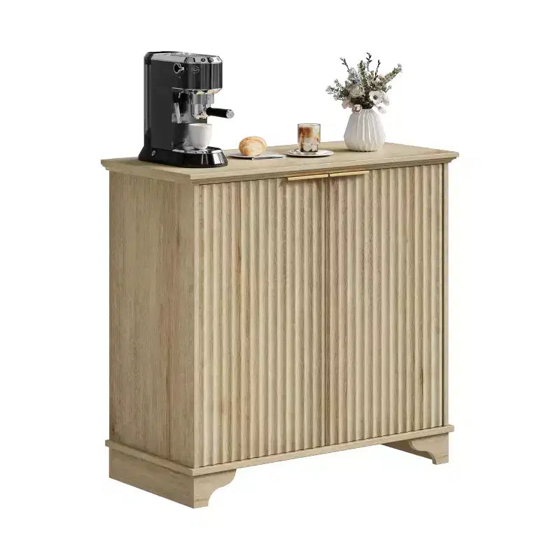 Modern Coffee Bar Cabinet Farmhouse Cabinet with Fluted Doors Sideboard Buffet Cabinet with Adjustable Shelves for Kitchen Dining Room Living Room