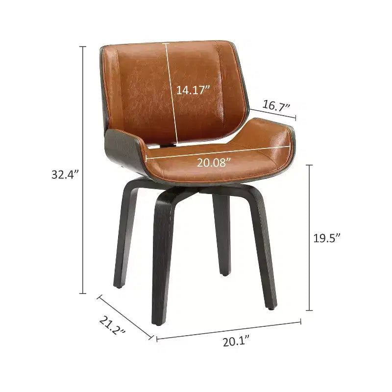 Art Leon Bentwood Swivel Dining Chair with PU Leather and Solid Wood Legs