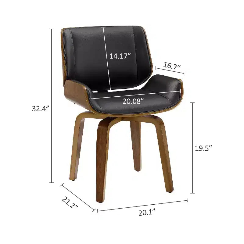 Art Leon Bentwood Swivel Dining Chair with PU Leather and Solid Wood Legs