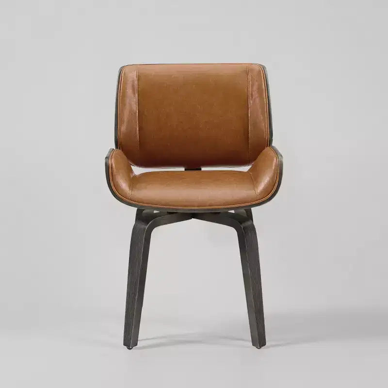 Bentwood Swivel Dining Chair with PU Leather and Solid Wood Legs
