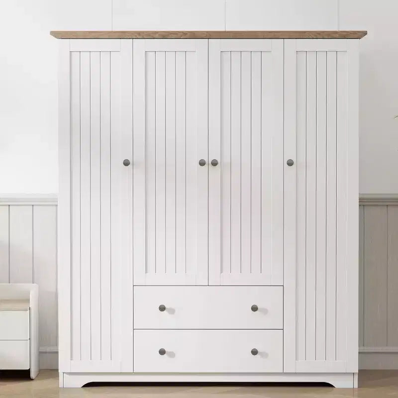 4 Door Wardrobe Armoire Closet with 2 Drawers