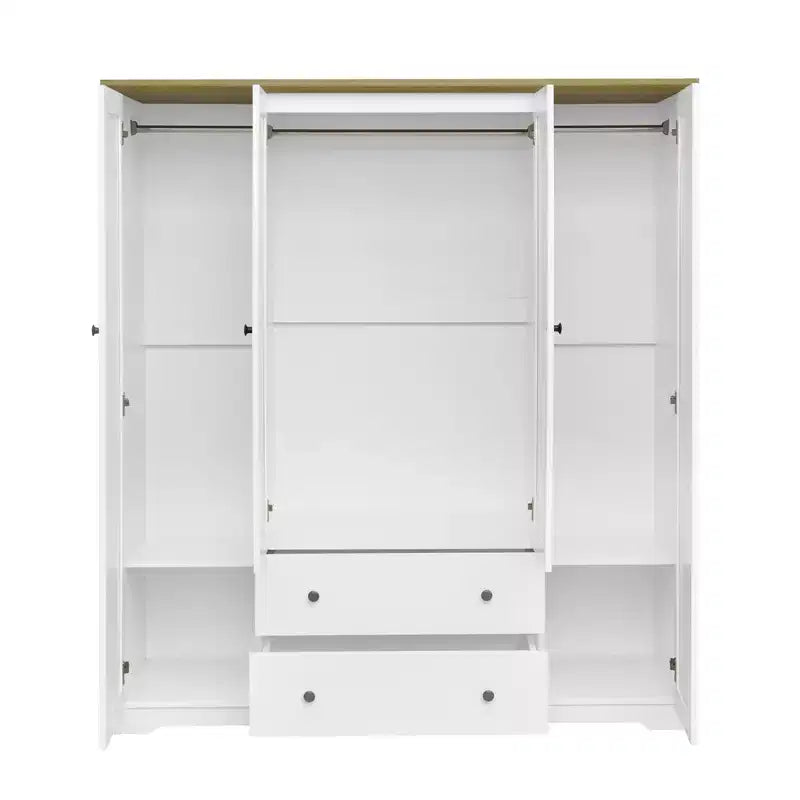 4 Door Wardrobe Armoire Closet with 2 Drawers