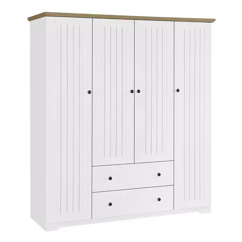 4 Door Wardrobe Armoire Closet with 2 Drawers