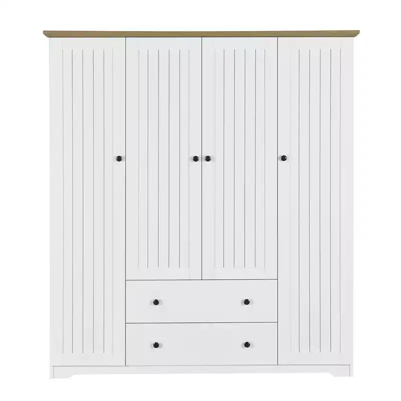 4 Door Wardrobe Armoire Closet with 2 Drawers
