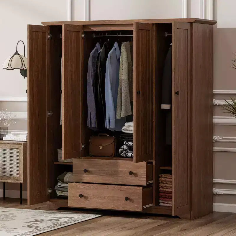4 Door Wardrobe Armoire Closet with 2 Drawers