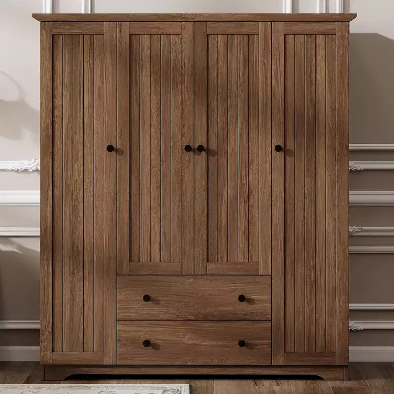 4 Door Wardrobe Armoire Closet with 2 Drawers