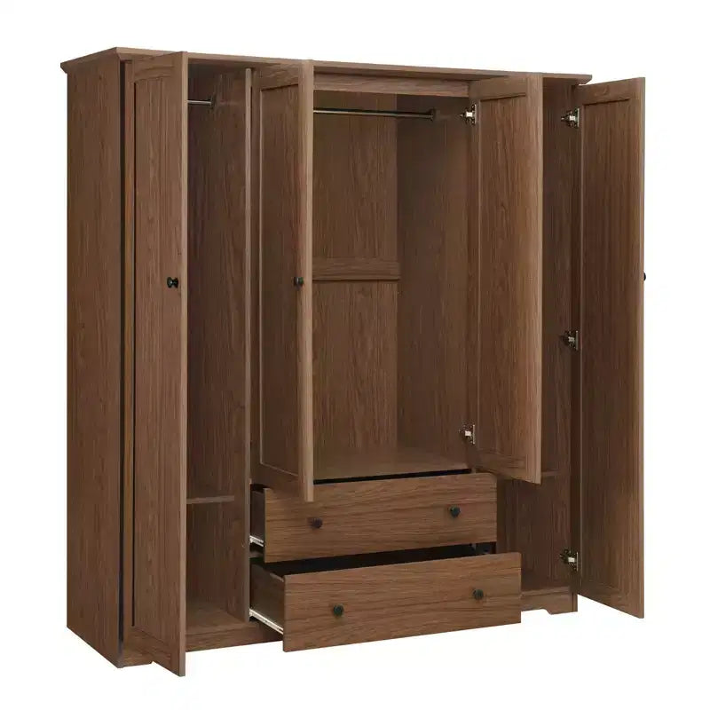 4 Door Wardrobe Armoire Closet with 2 Drawers