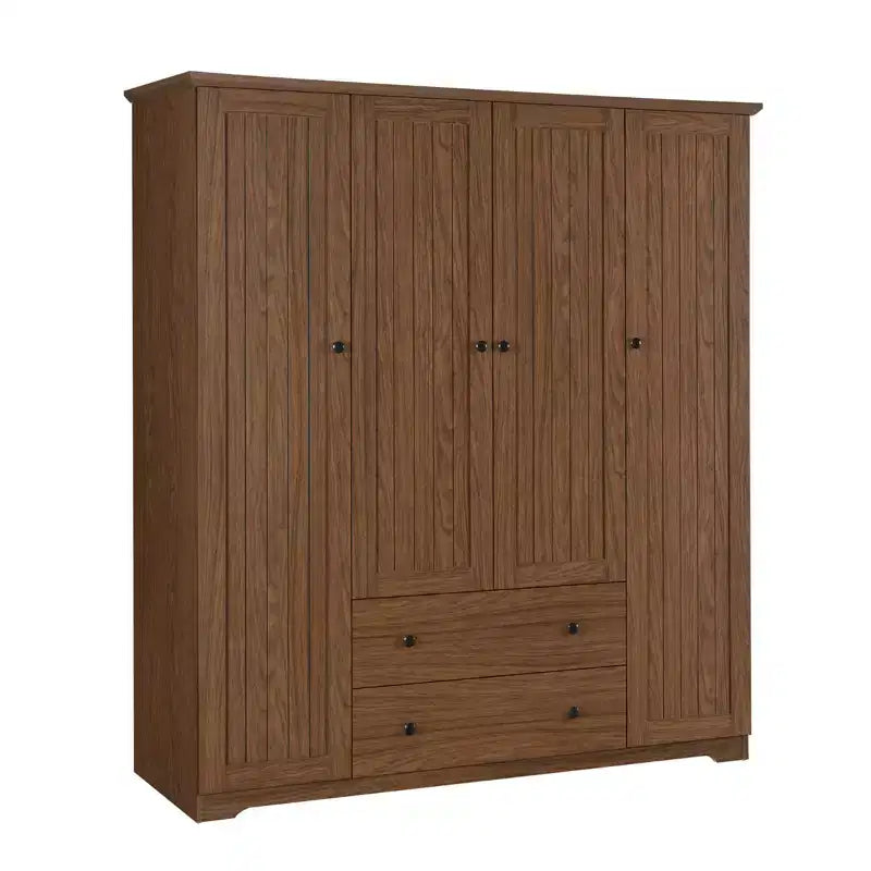 4 Door Wardrobe Armoire Closet with 2 Drawers