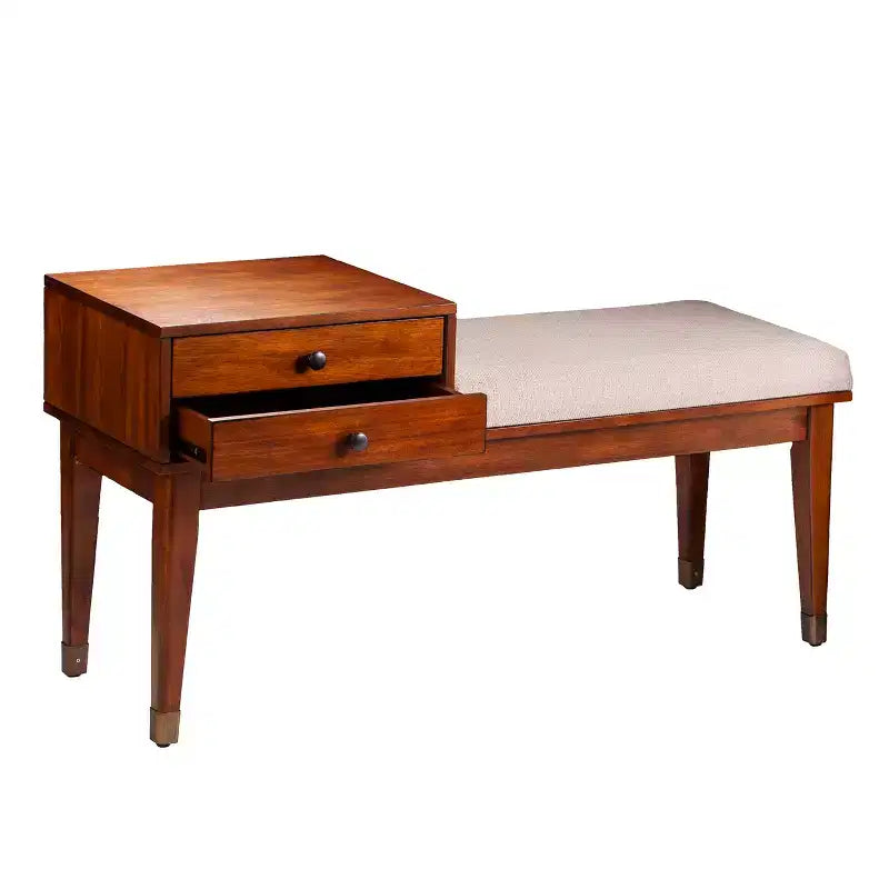 Rhoda Upholstered Bench with Storage - Brown - SEI