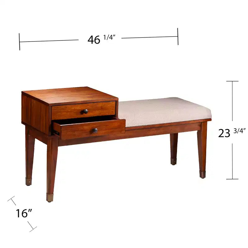 Rhoda Upholstered Bench with Storage - Brown - SEI