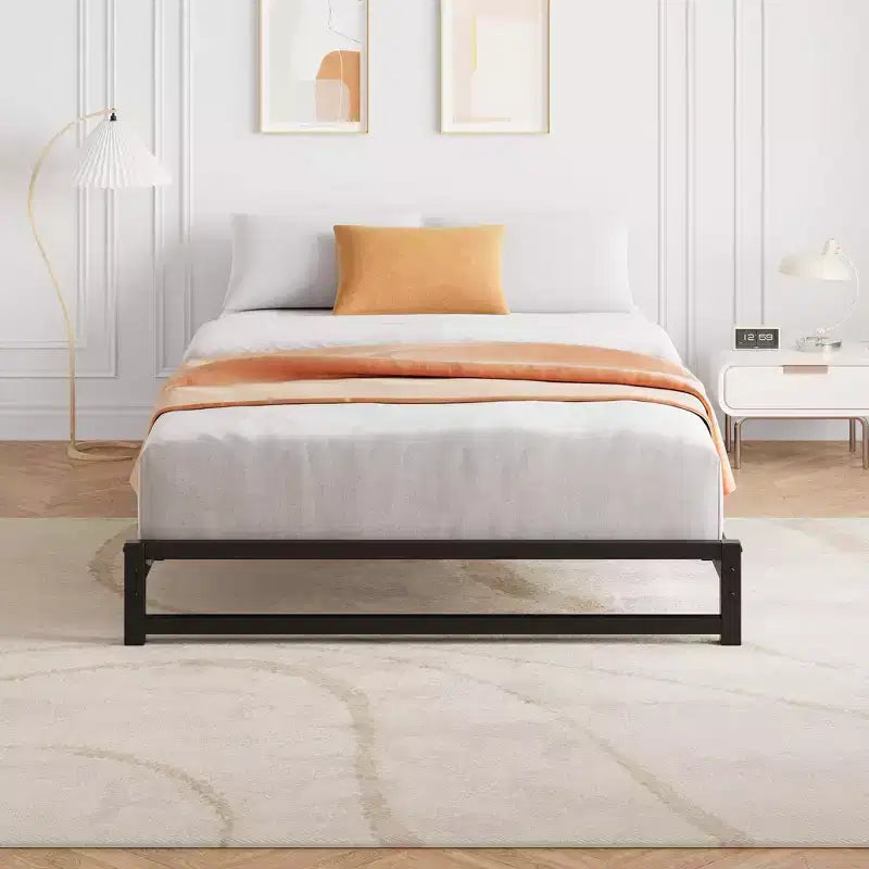 6 Inch Metal Platform Bed Frame with Steel Slat Support, Mattress Foundation and No Box Spring Needed, Easy Assembly, Black