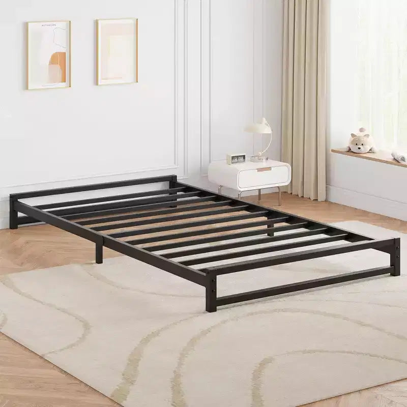 6 Inch Metal Platform Bed Frame with Steel Slat Support, Mattress Foundation and No Box Spring Needed, Easy Assembly, Black