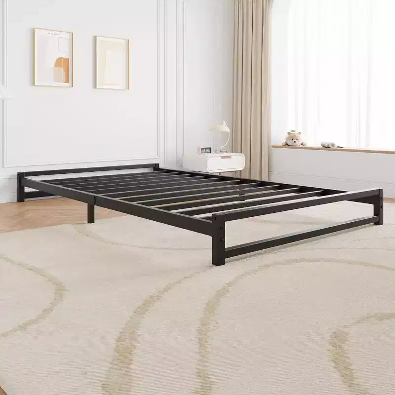 6 Inch Metal Platform Bed Frame with Steel Slat Support, Mattress Foundation and No Box Spring Needed, Easy Assembly, Black