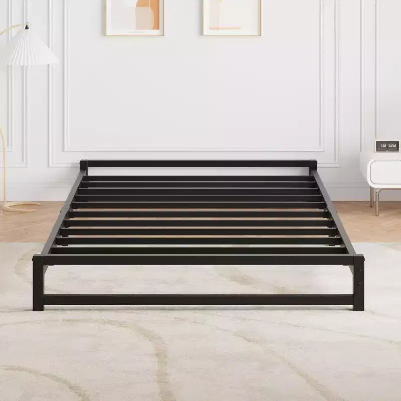 6 Inch Metal Platform Bed Frame with Steel Slat Support, Mattress Foundation and No Box Spring Needed, Easy Assembly, Black