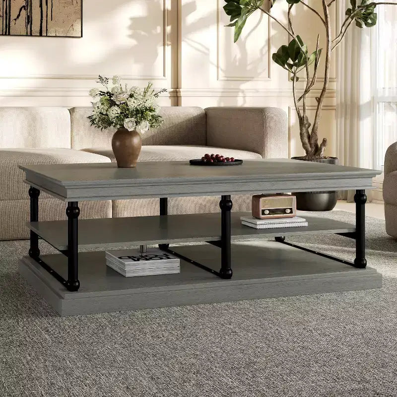 Christopher Knight Home Cortez Modern 55 Wood Coffee Table with 2 Open Storage Shelves