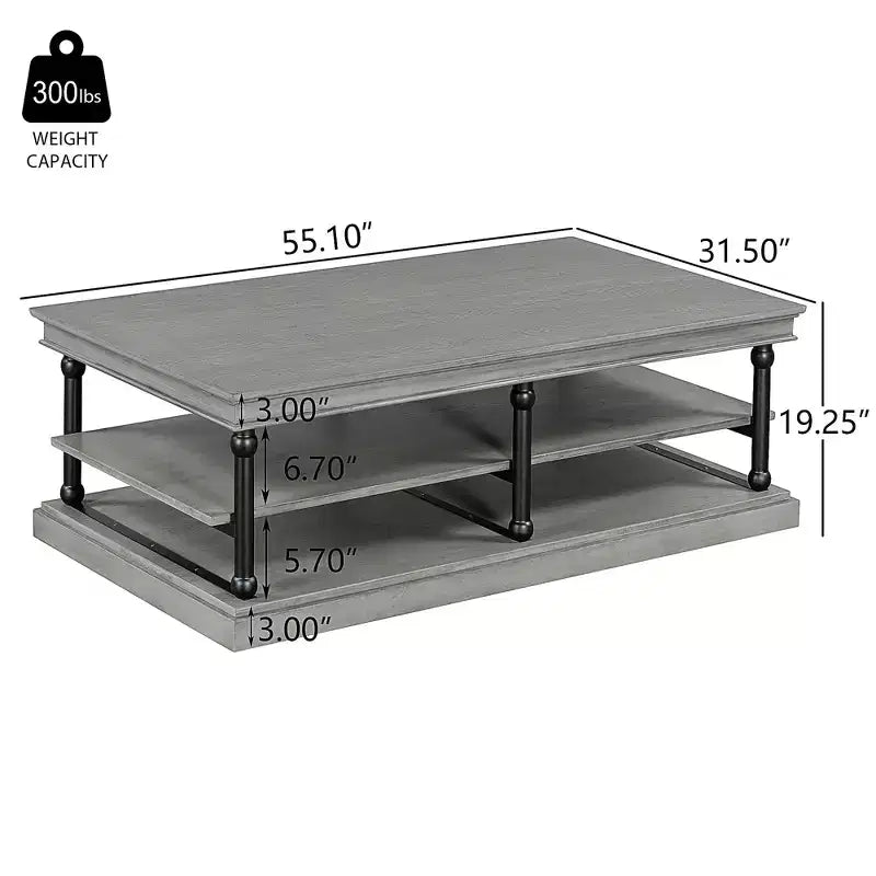 Christopher Knight Home Cortez Modern 55 Wood Coffee Table with 2 Open Storage Shelves