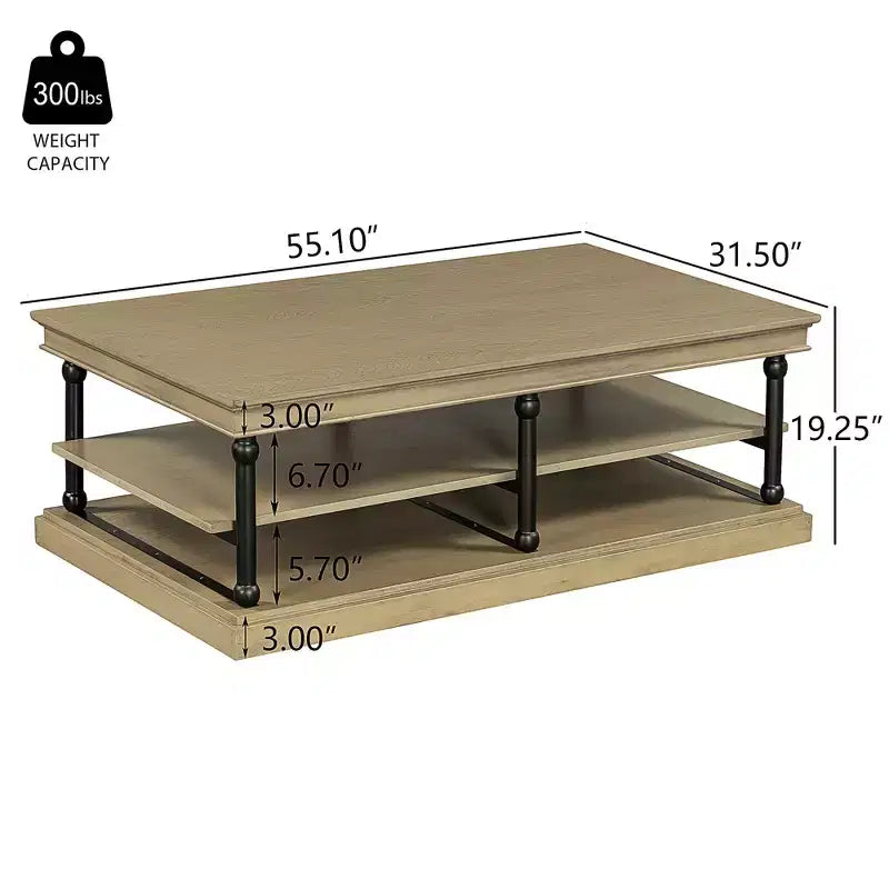 Christopher Knight Home Cortez Modern 55 Wood Coffee Table with 2 Open Storage Shelves