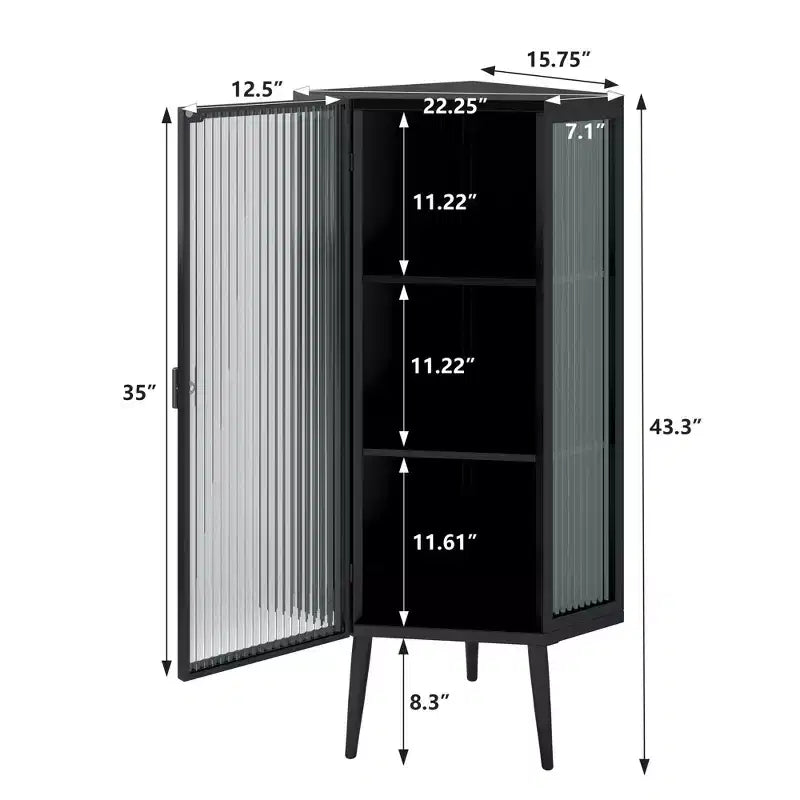 GDFStudio Sally Modern 22 W Triangle Metal Corner Cabinet with Glass Door