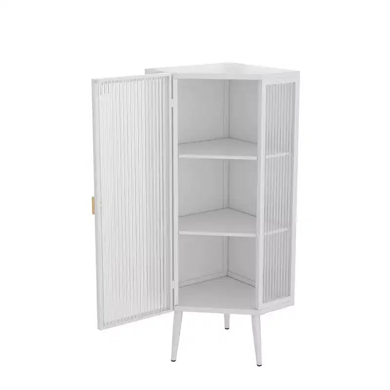 GDFStudio Sally Modern 22 W Triangle Metal Corner Cabinet with Glass Door