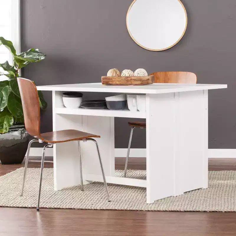 Kempsey Convertible Console-to-Dining Table - White - SEI