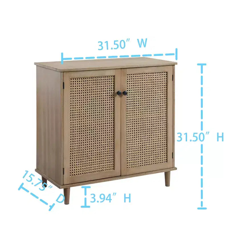 Art Leon Cane Wicker Cabinet Sideboard