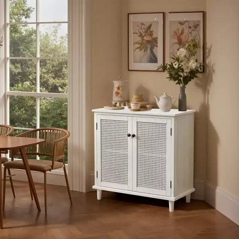 Art Leon Cane Wicker Cabinet Sideboard