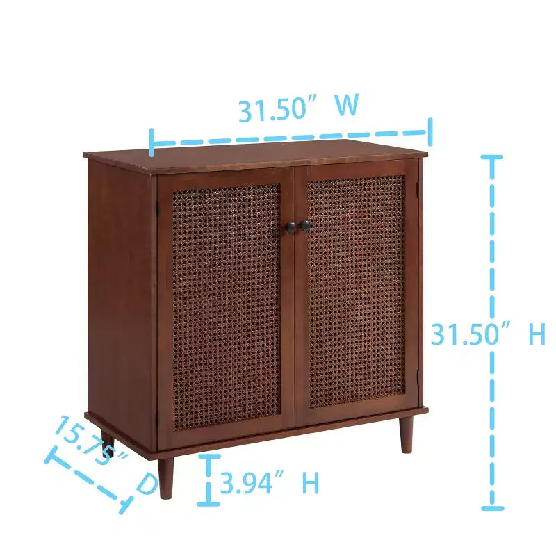 Art Leon Cane Wicker Cabinet Sideboard