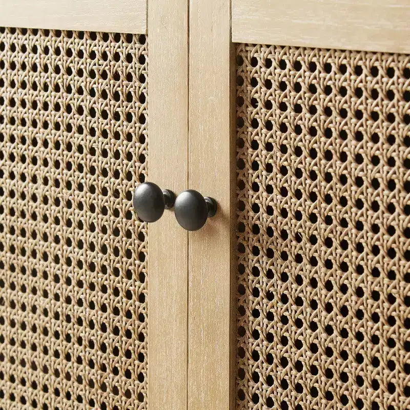 Art Leon Cane Wicker Cabinet Sideboard