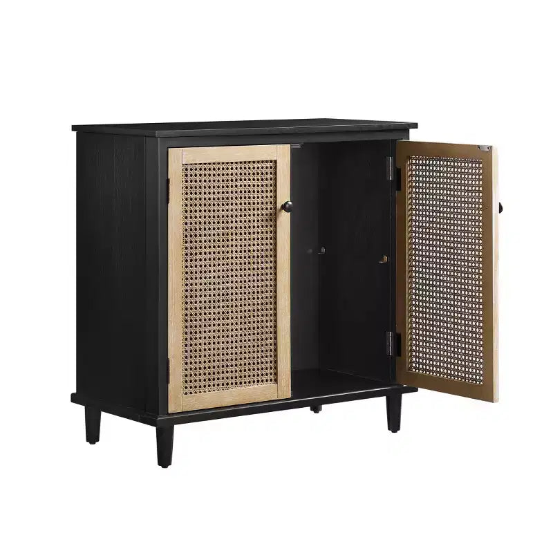 Art Leon Cane Wicker Cabinet Sideboard