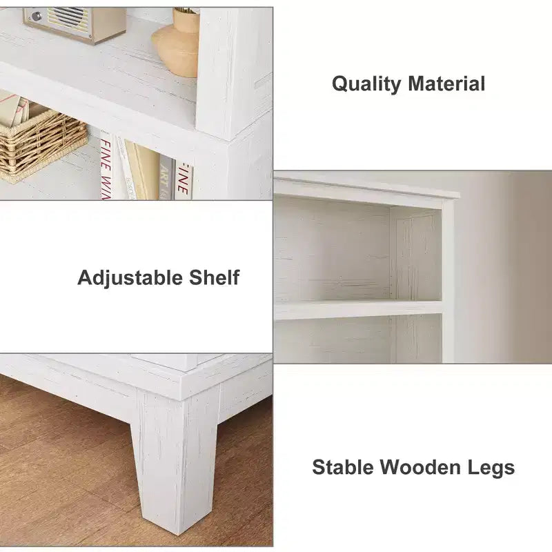 Wooden Bookcase 5 Tier Storage Bookshelf Farmhouse Bookshelves Rustic Vintage Etagere for Home Office,Living Room,Bed Room,White